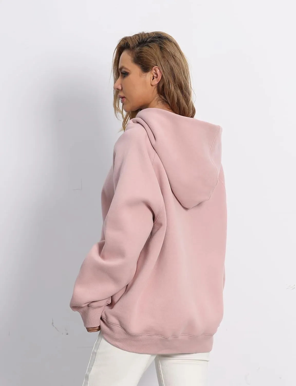 Women's Loose Hoodie Top Casual Long Sleeve Sweatshirts Women Solid Basic Hooded Fleece Sweatshirt Pullover Tops