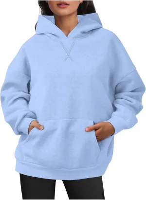 Womens Oversized Hoodies Trendy Preppy Sweatshirts Casual Pocket Drop Shoulder Pullover Sweater Fall Outfits