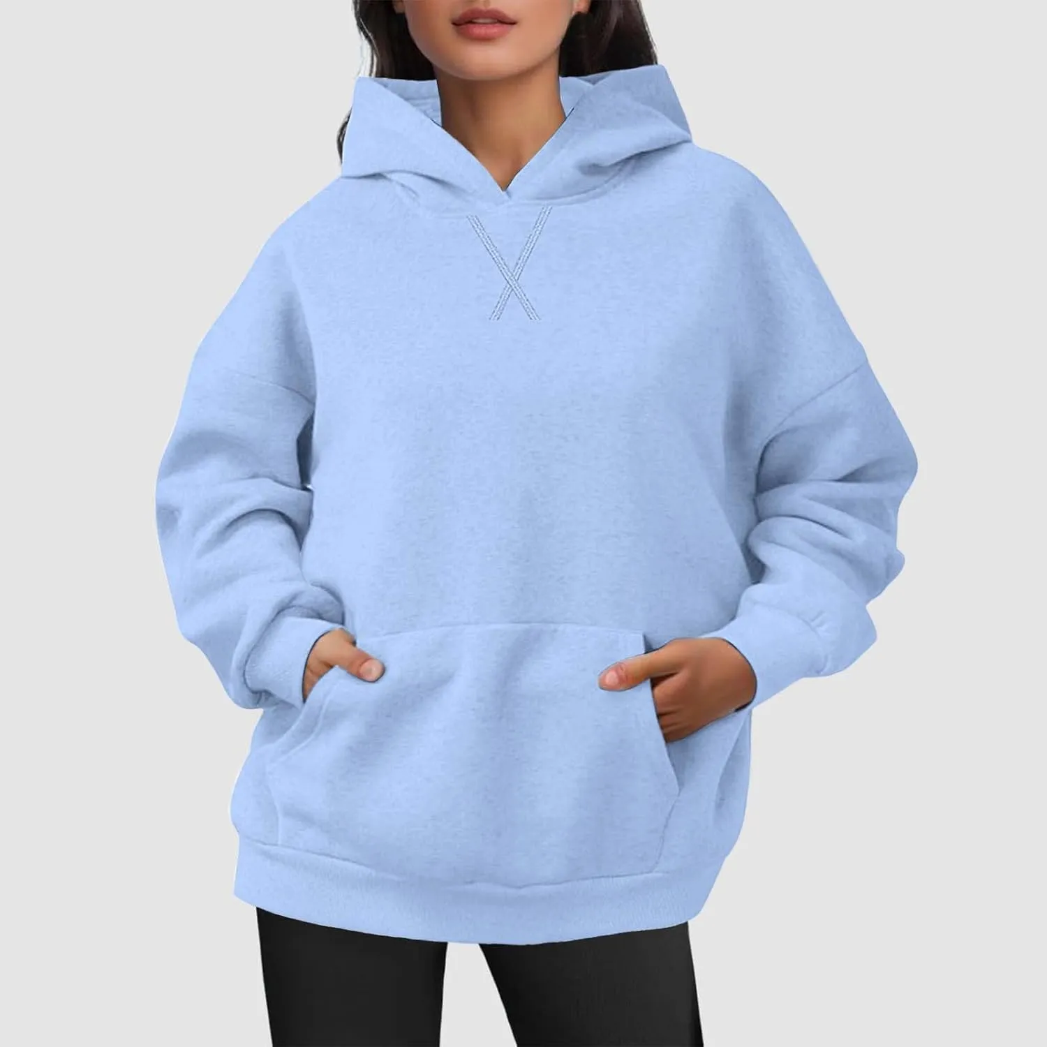 Womens Oversized Hoodies Trendy Preppy Sweatshirts Casual Pocket Drop Shoulder Pullover Sweater Fall Outfits