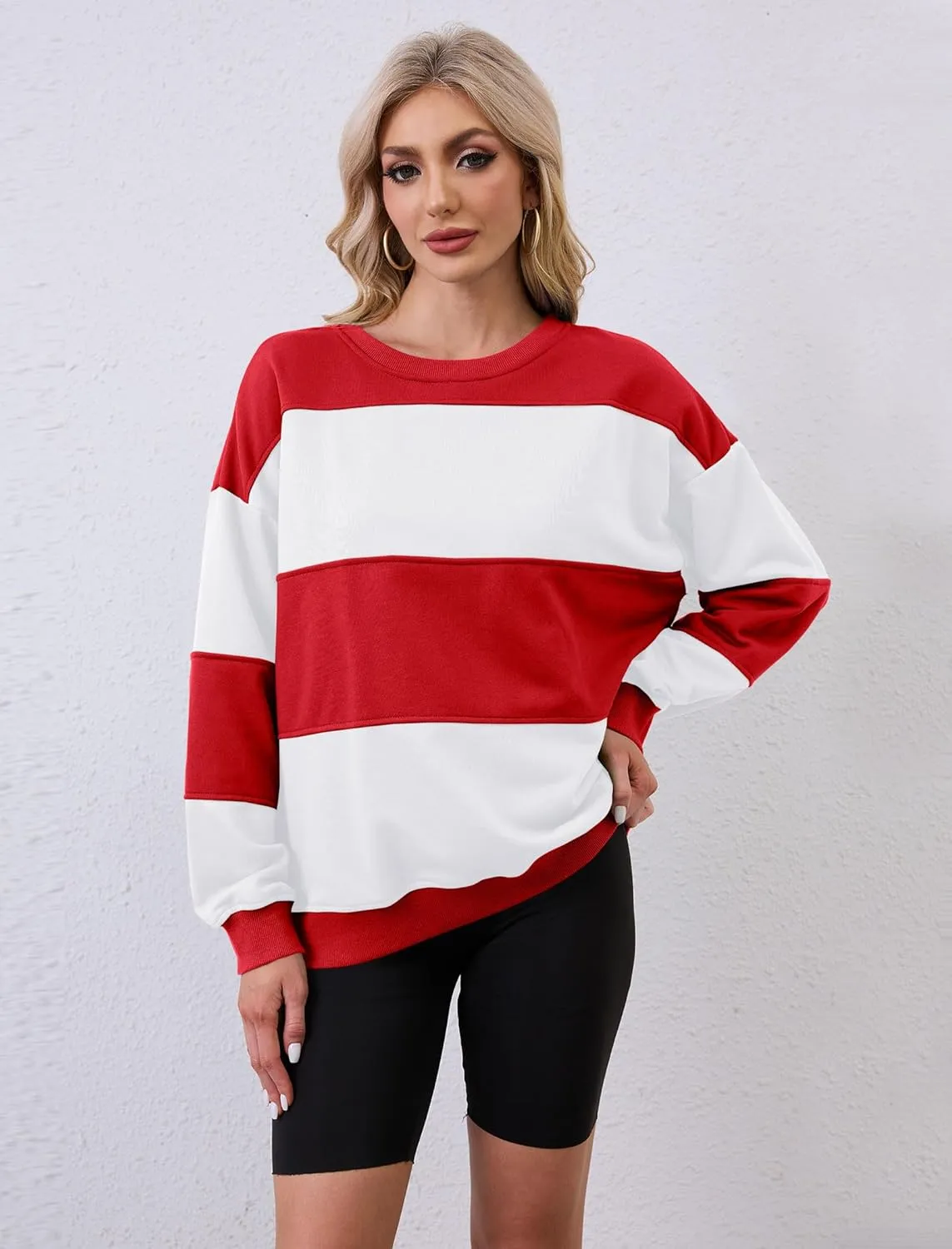 Womens Oversized Sweatshirts Long Sleeve Loose Fit Solid Color Pullover Tops Casual Comfy Fall Fashion Clothes 2024