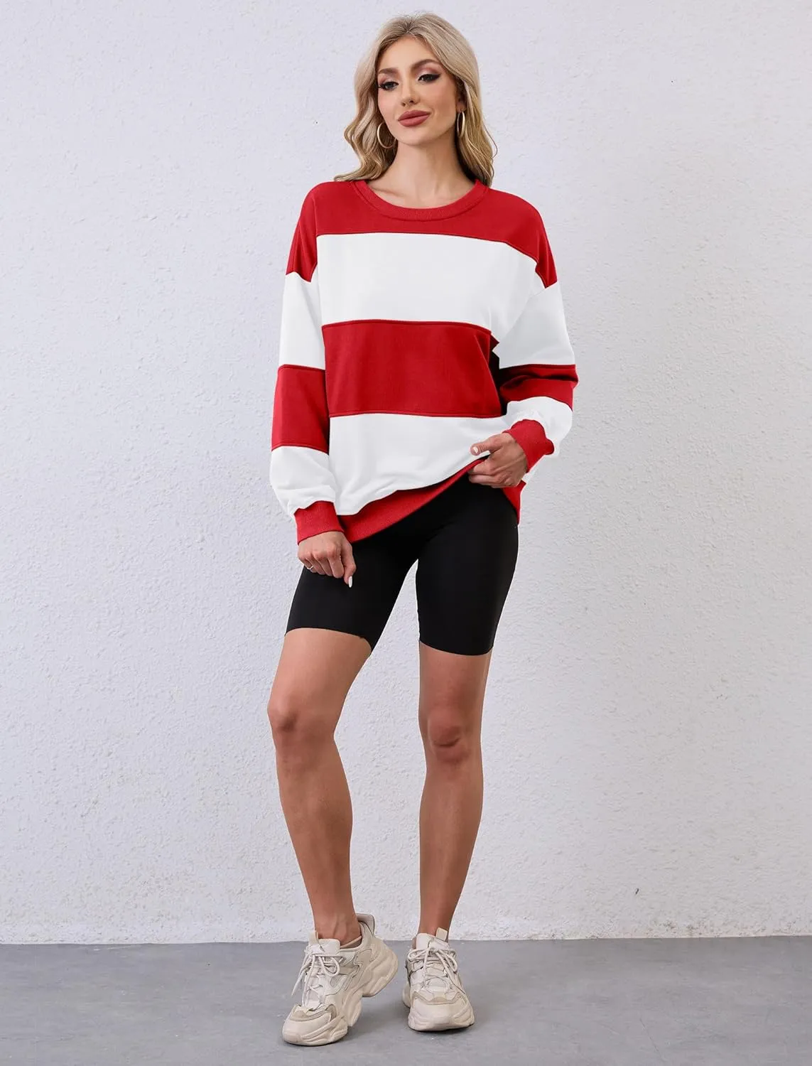 Womens Oversized Sweatshirts Long Sleeve Loose Fit Solid Color Pullover Tops Casual Comfy Fall Fashion Clothes 2024
