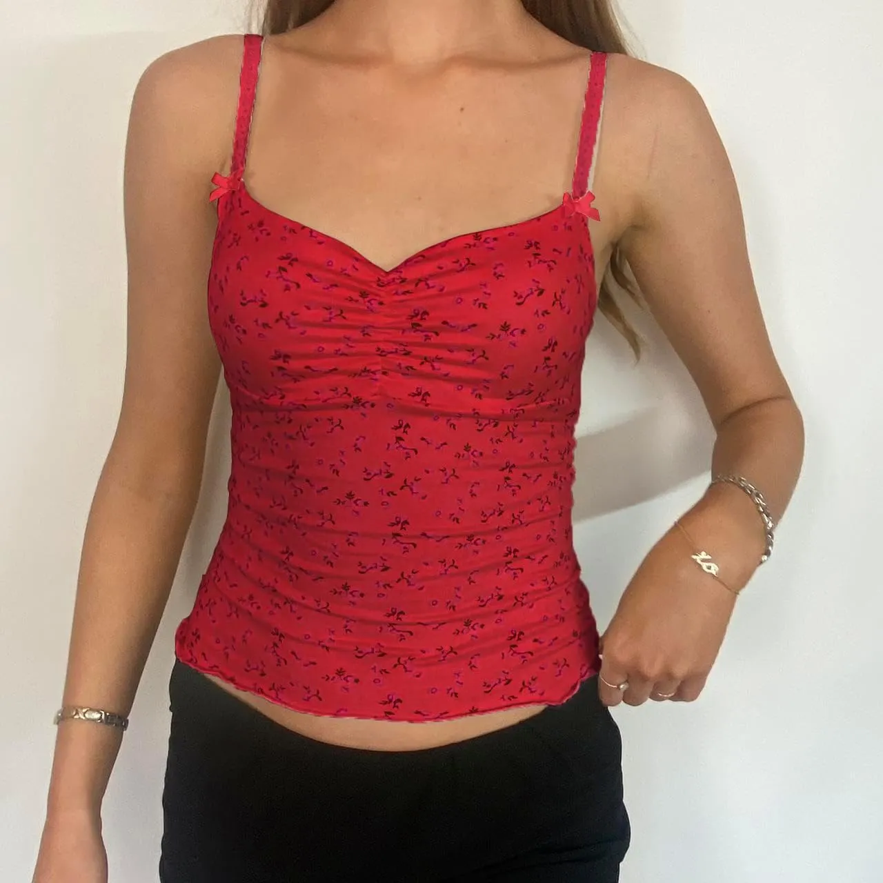 Womens Tank Tops Y2k Sexy Lace Spaghetti Strap Sleeveless Shirt Summer Going Out Slim Fit Crop Aesthetic Camisole