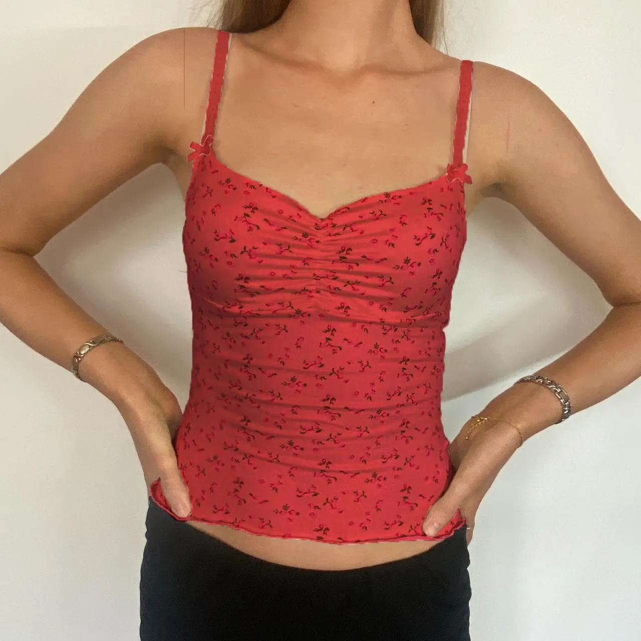 Womens Tank Tops Y2k Sexy Lace Spaghetti Strap Sleeveless Shirt Summer Going Out Slim Fit Crop Aesthetic Camisole