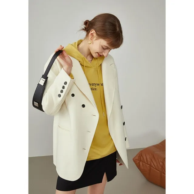 Women's Winter Black Double-sided Woolen Coat Asymmetrical Placket Design Cashmere Coats Women Camel Color Jackets