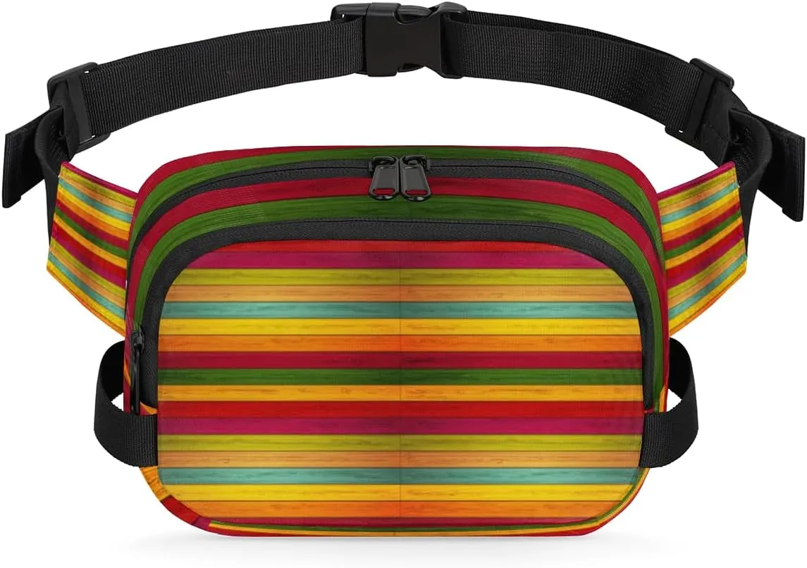 Woodboard Colorful Print Fanny Packs for Women Men Fashion Waist Packs Belt Bag Water-resistant Crossbody Bag Waist Pouch Waist Pack Hip Bum Bag for Hiking Casual Travel Cycling
