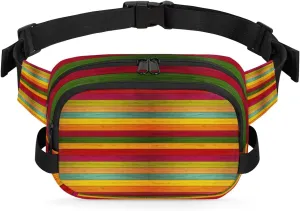 Woodboard Colorful Print Fanny Packs for Women Men Fashion Waist Packs Belt Bag Water-resistant Crossbody Bag Waist Pouch Waist Pack Hip Bum Bag for Hiking Casual Travel Cycling