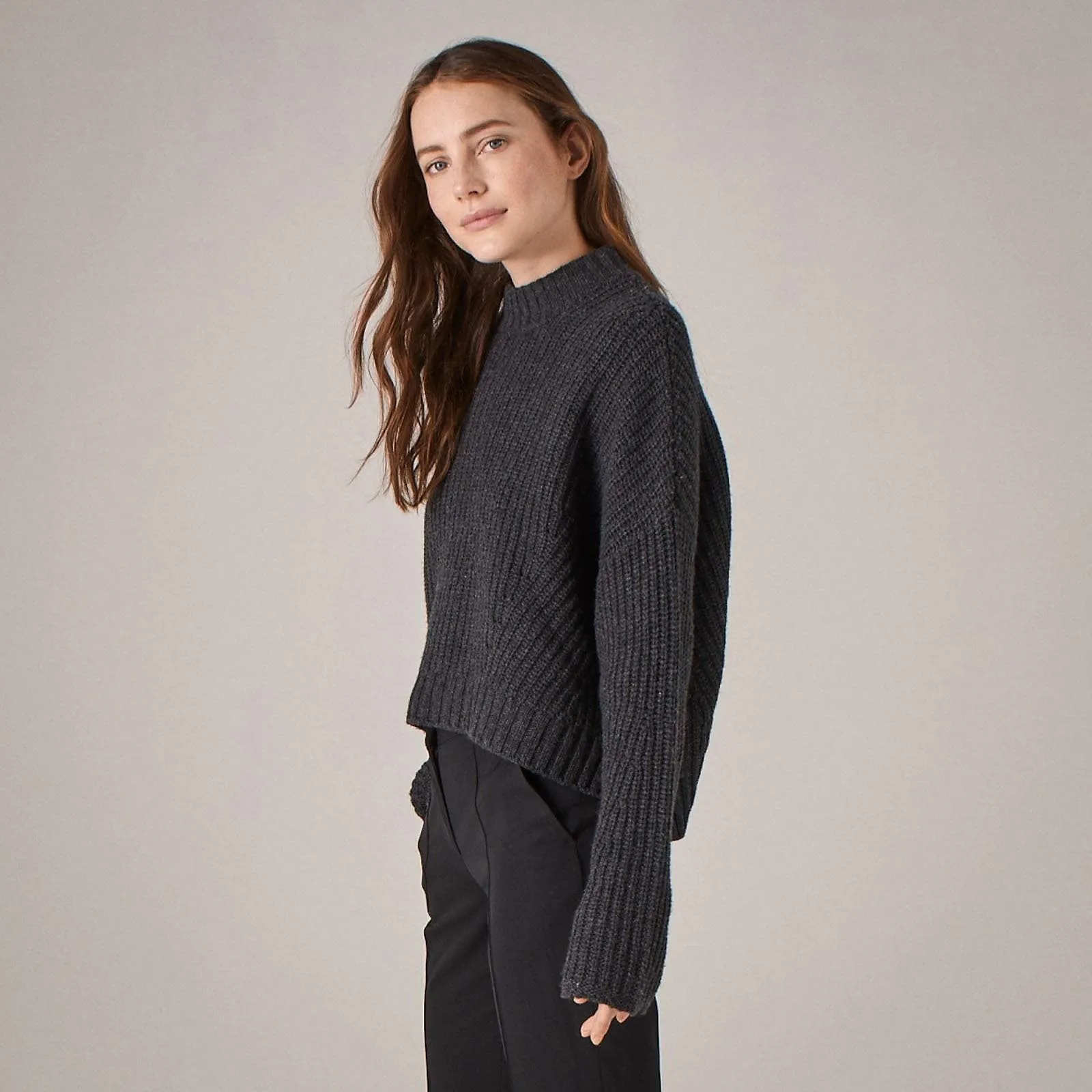 Wool Cashmere Ribbed Crewneck