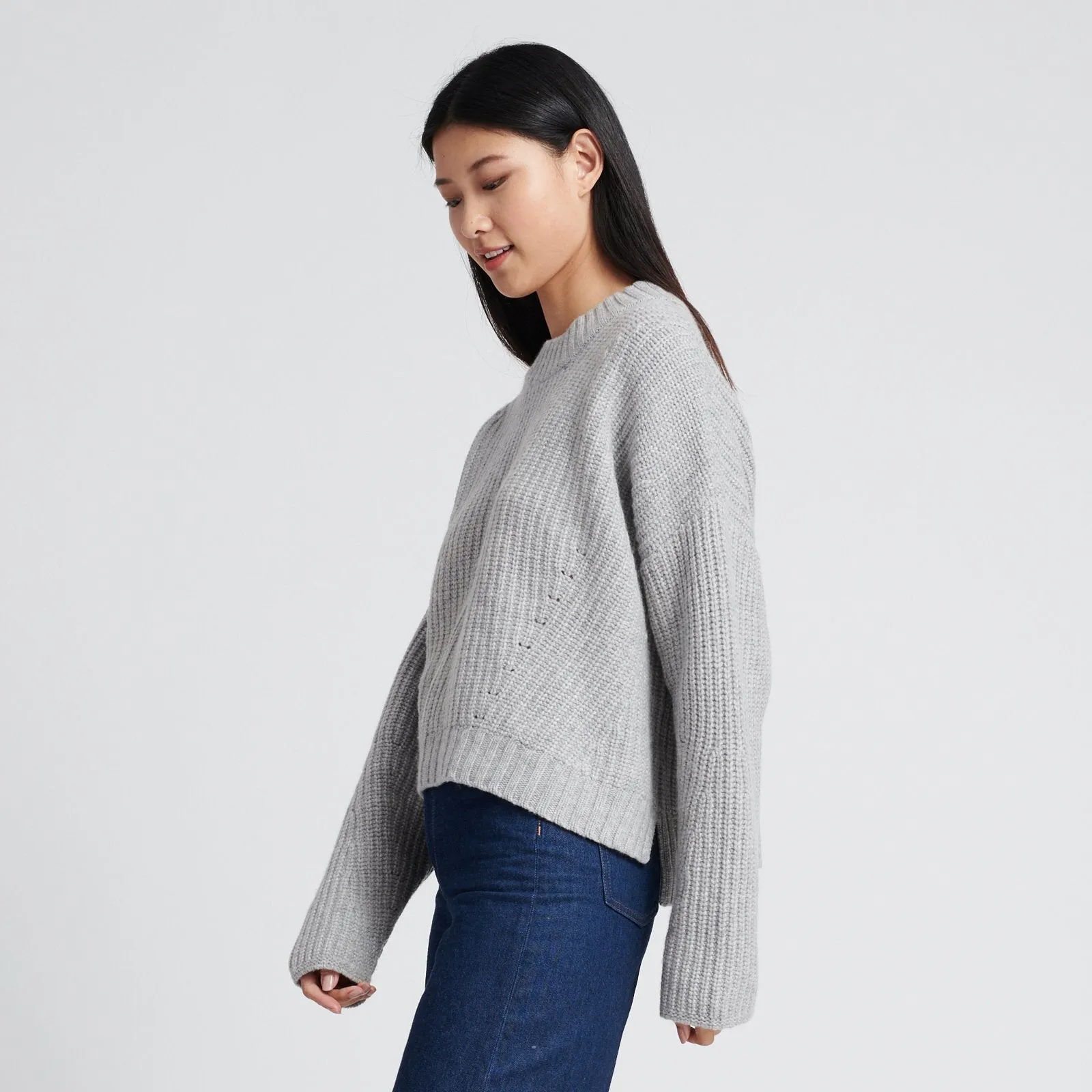 Wool Cashmere Ribbed Crewneck