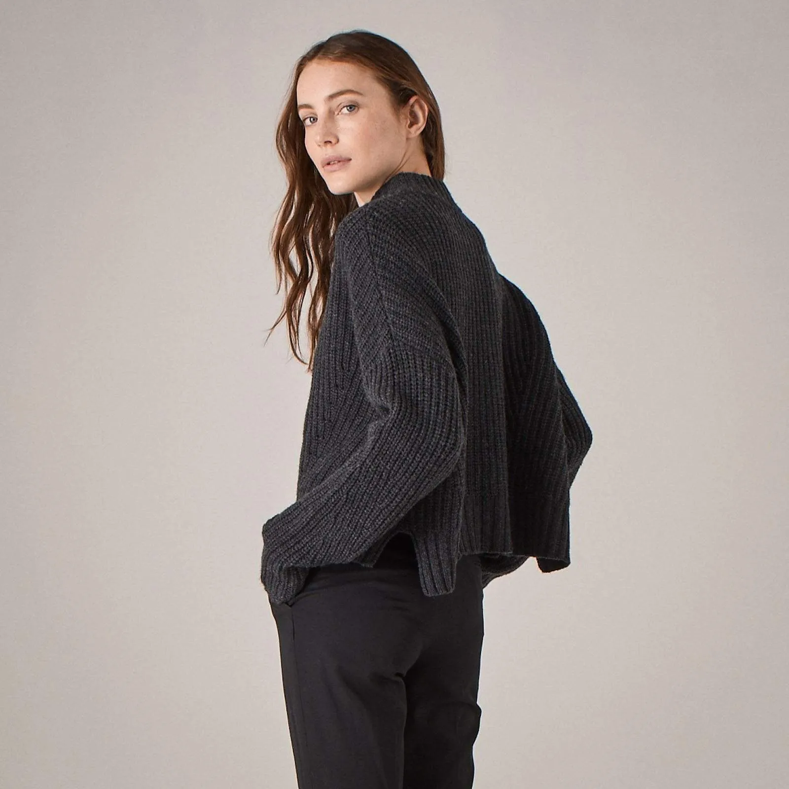 Wool Cashmere Ribbed Crewneck
