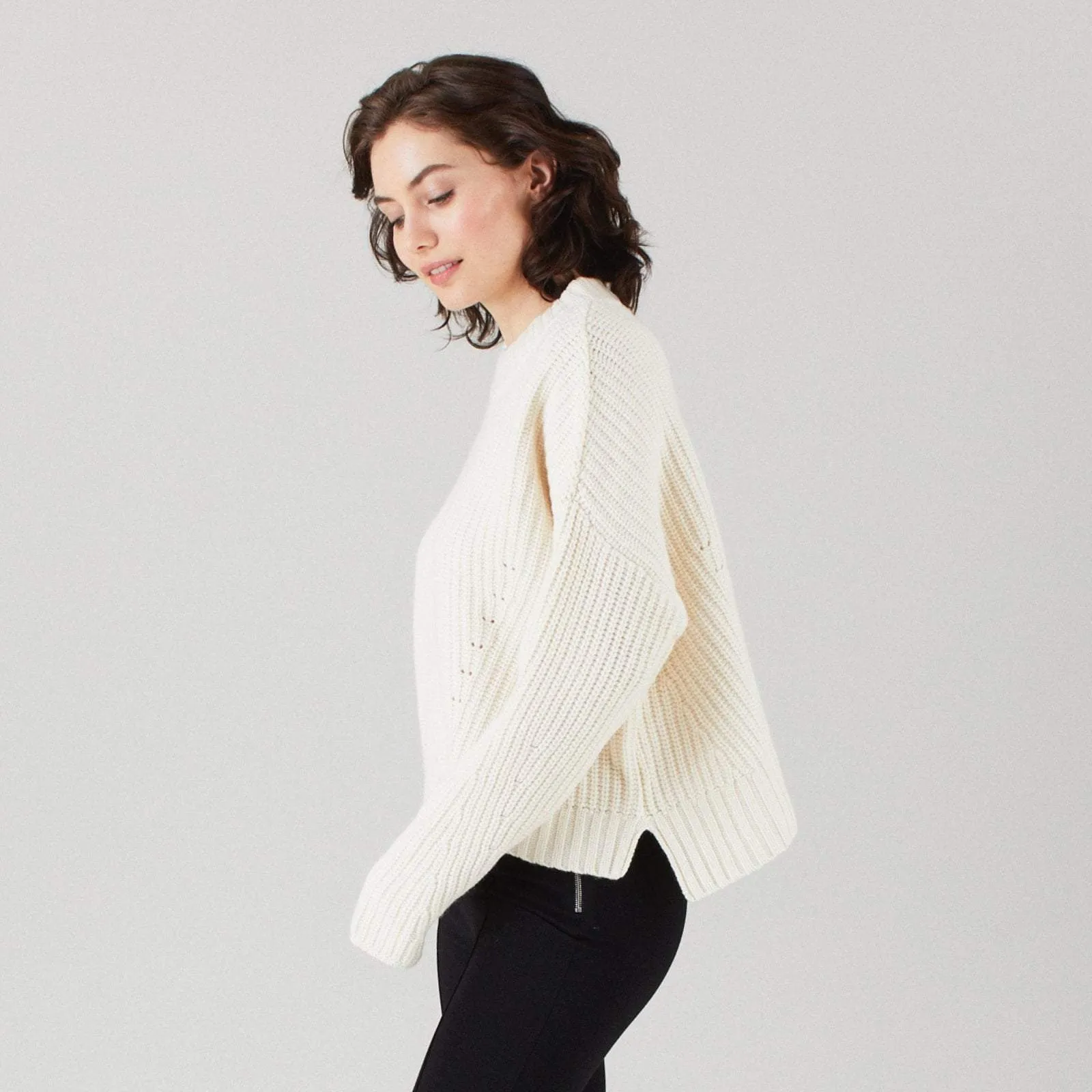 Wool Cashmere Ribbed Crewneck