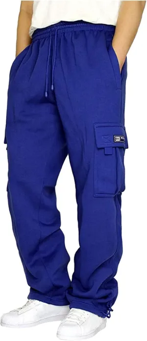 Ymosrh Jogger Pants for Men Men's Rope Loosening Waist Solid Color Pocket Trousers Loose Sports Chino Pants