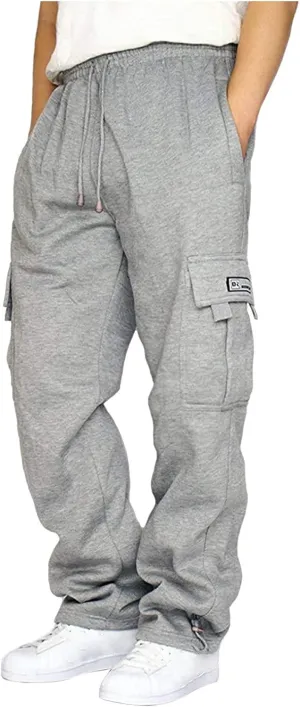 Ymosrh Jogger Pants for Men Men's Rope Loosening Waist Solid Color Pocket Trousers Loose Sports Chino Pants