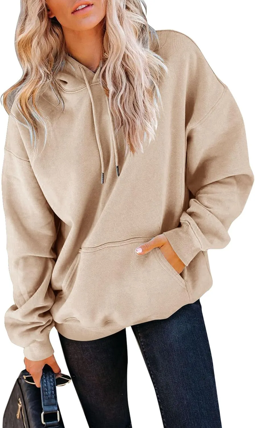 Yuccalley Women's Long Sleeve Fashion Pocket Hoodies Casual Pullover Tops