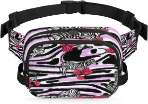 Zebra Tulip Fanny Packs for Women Men Fashion Waist Packs Belt Bag Water-resistant Crossbody Bag Animal Print Waist Pouch Waist Pack Hip Bum Bag for Hiking Casual Travel Cycling